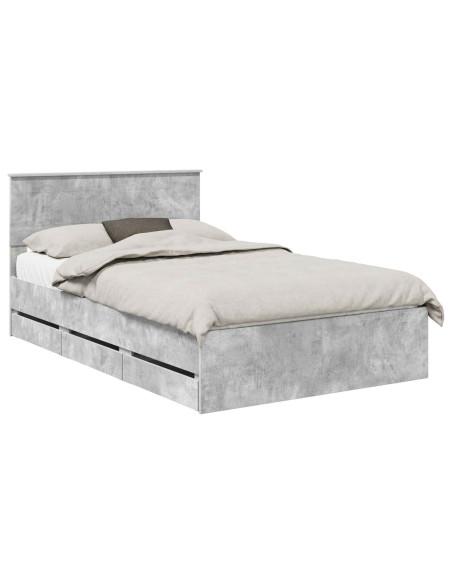 Struttura del letto con cassetto Grigio cemento 135 x 190 cm