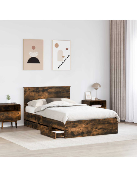 Struttura del letto con cassetto Rovere fumé 135 x 190 cm