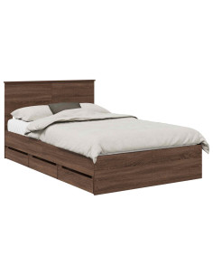 Struttura del letto con cassetto Rovere Marrone 135 x 190 cm 2