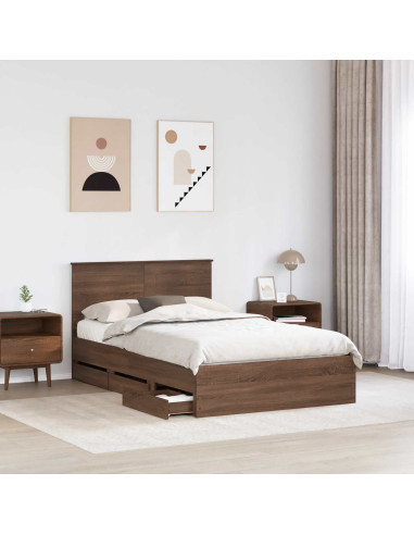Struttura del letto con cassetto Rovere Marrone 135 x 190 cm