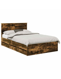 Struttura del letto con cassetto Rovere fumé 120 x 190 cm 2