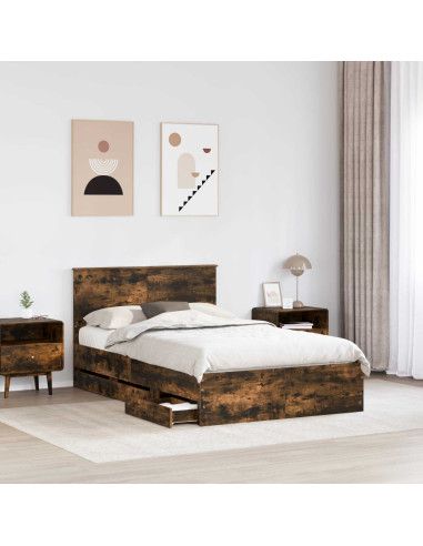 Struttura del letto con cassetto Rovere fumé 120 x 190 cm