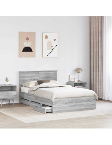 Struttura del letto con cassetto Grigio Sonoma 120 x 190 cm