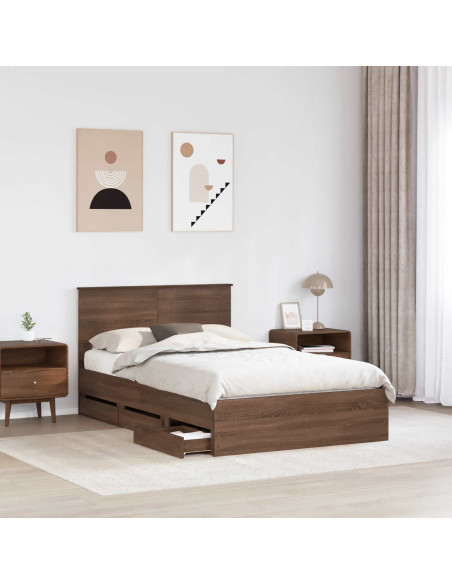Struttura del letto con cassetto Rovere Marrone 120 x 190 cm