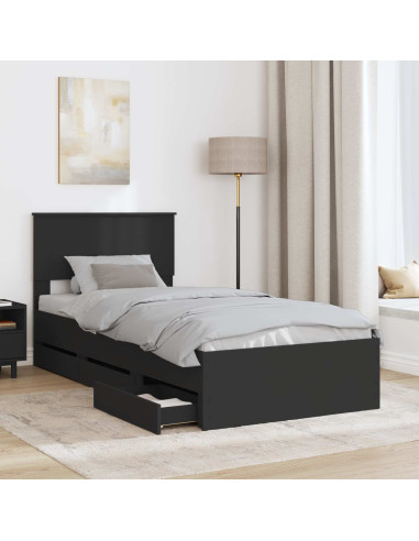 Struttura del letto Nero 100 x 200 cm Legno Ingegnerizzato