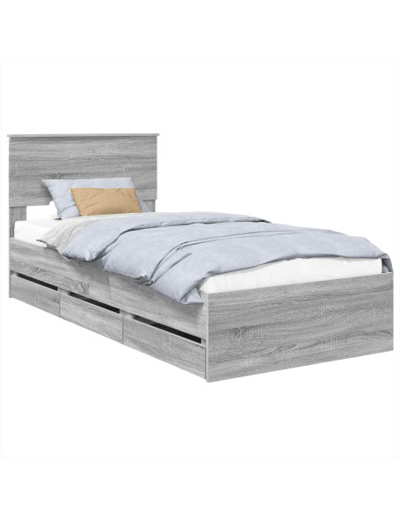 Struttura del letto con cassetto Grigio Sonoma 100 x 200 cm