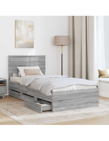 Struttura del letto con cassetto Grigio Sonoma 100 x 200 cm