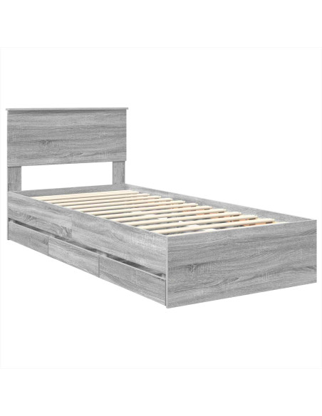 Struttura del letto con cassetto Grigio Sonoma 100 x 200 cm
