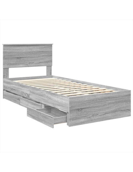 Struttura del letto con cassetto Grigio Sonoma 100 x 200 cm