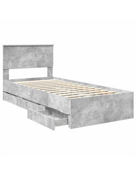 Struttura del letto con cassetto Grigio cemento 90 x 190 cm