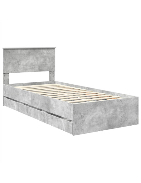 Struttura del letto con cassetto Grigio cemento 90 x 200 cm