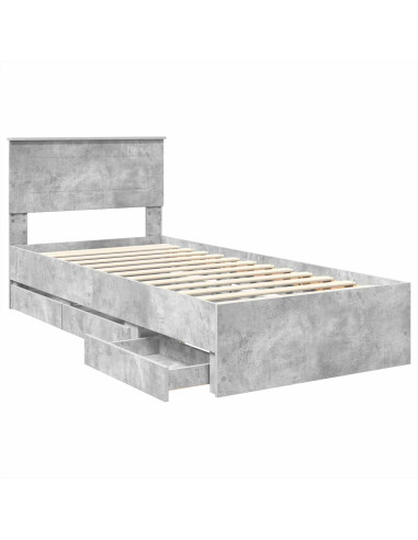 Struttura del letto con cassetto Grigio cemento 90 x 200 cm