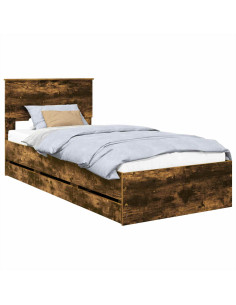 Struttura del letto con cassetto Rovere fumé 90 x 200 cm 2