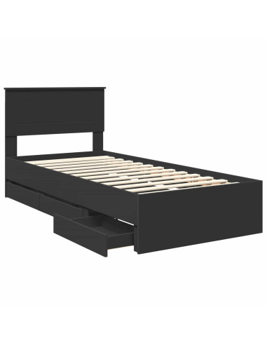 Struttura del letto Nero 75 x 190 cm Legno Ingegnerizzato