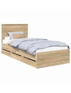 Struttura del letto con cassetto Rovere Sonoma 75 x 190 cm 2