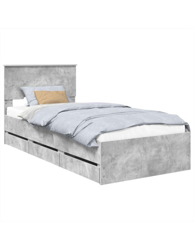 Struttura del letto con cassetto Grigio cemento 75 x 190 cm