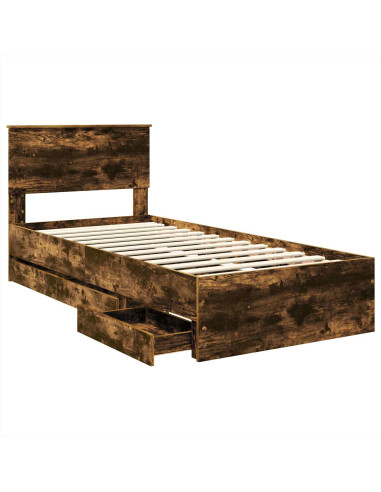 Struttura del letto con cassetto Rovere fumé 75 x 190 cm
