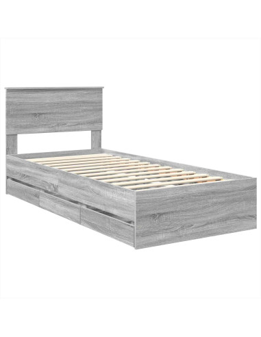 Struttura del letto con cassetto Grigio Sonoma 75 x 190 cm