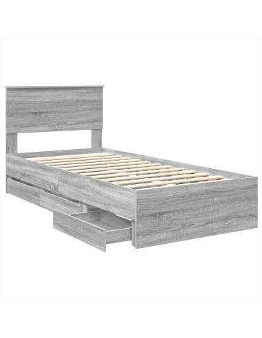 Struttura del letto con cassetto Grigio Sonoma 75 x 190 cm