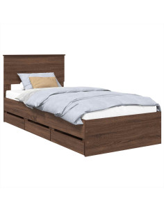 Struttura del letto con cassetto Rovere Marrone 75 x 190 cm 2