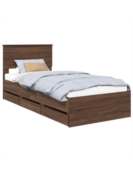 Struttura del letto con cassetto Rovere Marrone 75 x 190 cm