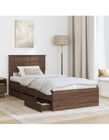 Struttura del letto con cassetto Rovere Marrone 75 x 190 cm