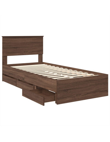 Struttura del letto con cassetto Rovere Marrone 75 x 190 cm
