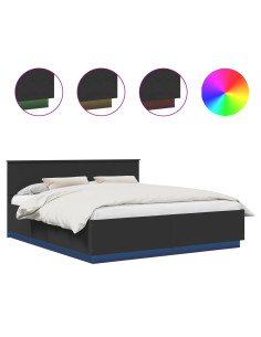 Struttura del letto Nero 200 x 200 cm Legno multistrato 2