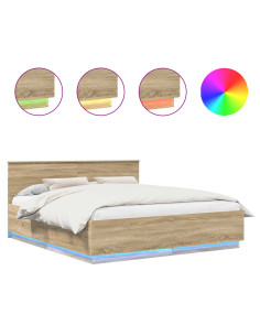 Struttura del letto con testiera Rovere Sonoma 200 x 200 cm 2