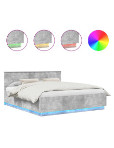 Struttura del letto con testiera Grigio cemento 200 x 200 cm 2