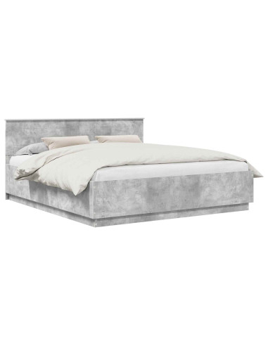 Struttura del letto con testiera Grigio cemento 200 x 200 cm