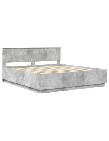 Struttura del letto con testiera Grigio cemento 200 x 200 cm