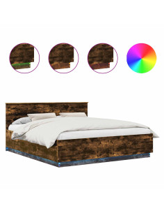 Struttura del letto Rovere fumé 200 x 200 cm Legno multistrato 2