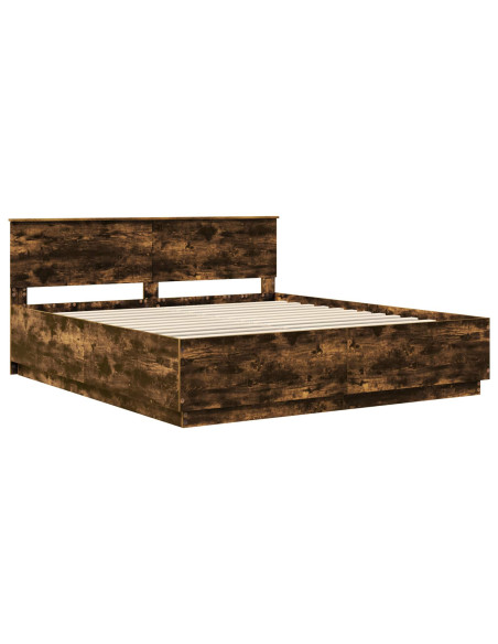 Struttura del letto Rovere fumé 200 x 200 cm Legno multistrato