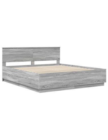 Struttura del letto con testiera Grigio Sonoma 200 x 200 cm