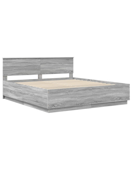 Struttura del letto con testiera Grigio Sonoma 200 x 200 cm