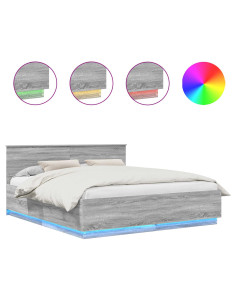 Struttura del letto con testiera Grigio Sonoma 180 x 200 cm 2