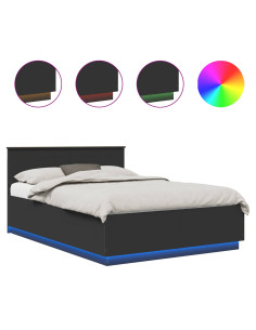 Struttura del letto Nero 150 x 200 cm Legno multistrato 2