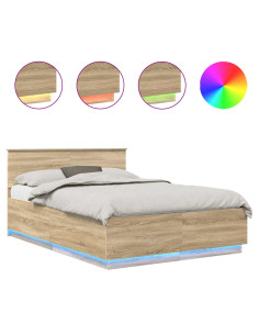 Struttura del letto con testiera Rovere Sonoma 140 x 200 cm 2