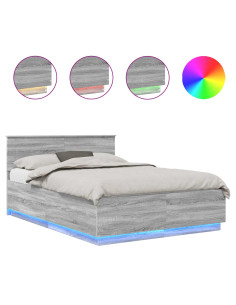 Struttura del letto con testiera Grigio Sonoma 140 x 200 cm 2