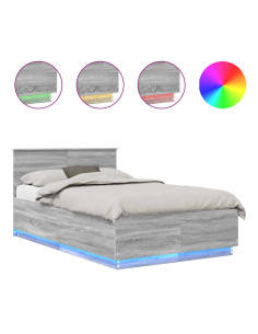 Struttura del letto con testiera Grigio Sonoma 135 x 190 cm 2