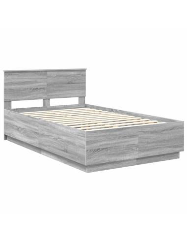 Struttura del letto con testiera Grigio Sonoma 135 x 190 cm
