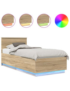 Struttura del letto con testiera Rovere Sonoma 100 x 200 cm 2