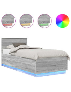 Struttura del letto Grigio Sonoma 70 x 190 cm Legno multistrato 2