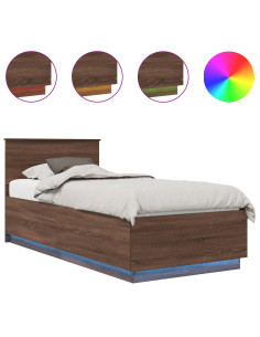 Struttura del letto con testiera Rovere Marrone 70 x 190 cm 2