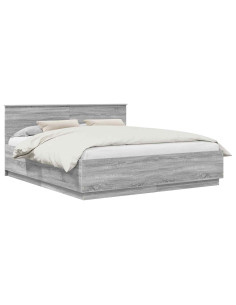 Struttura del letto con testiera Grigio Sonoma 200 x 200 cm 2