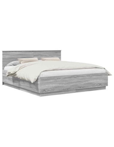 Struttura del letto con testiera Grigio Sonoma 200 x 200 cm
