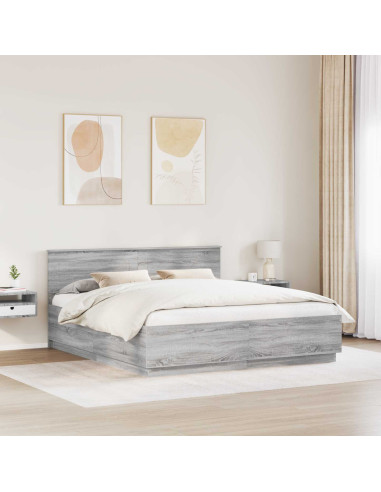Struttura del letto con testiera Grigio Sonoma 180 x 200 cm