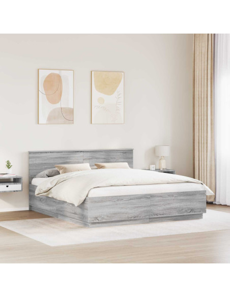 Struttura del letto con testiera Grigio Sonoma 180 x 200 cm