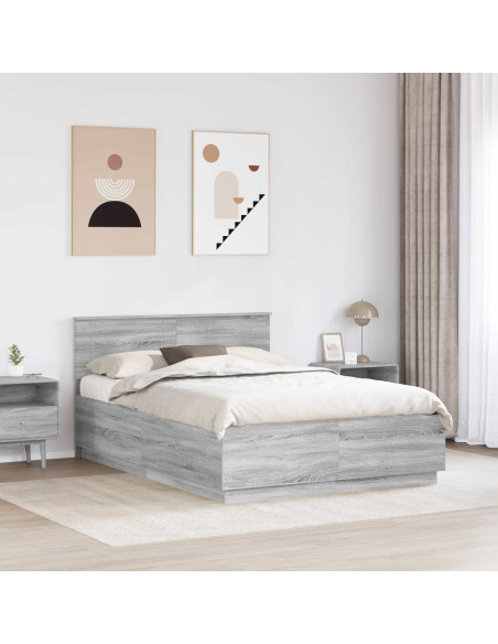 Struttura del letto con testiera Grigio Sonoma 150 x 200 cm